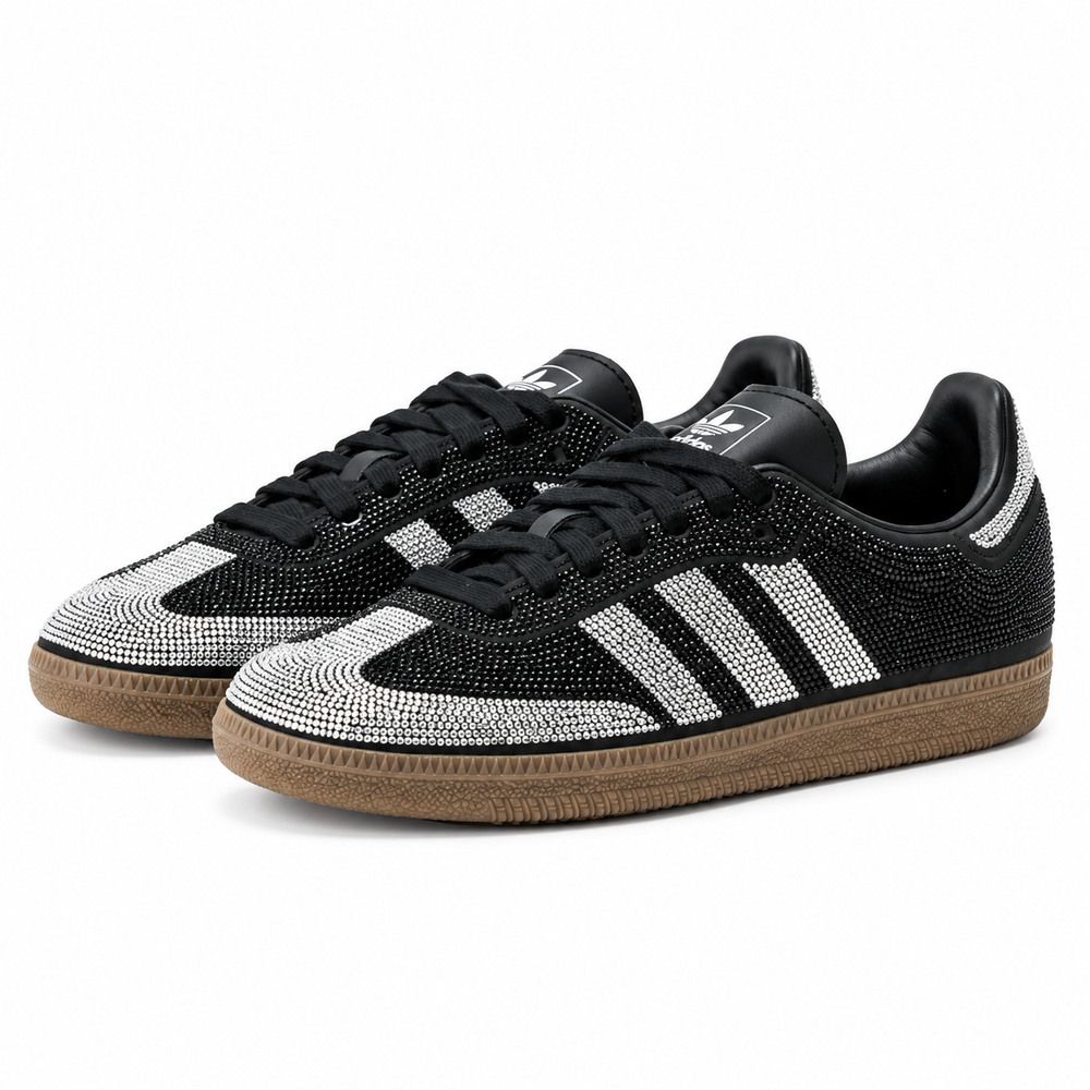 Black Crystal Rhinestone Sneakers – Black & Silver