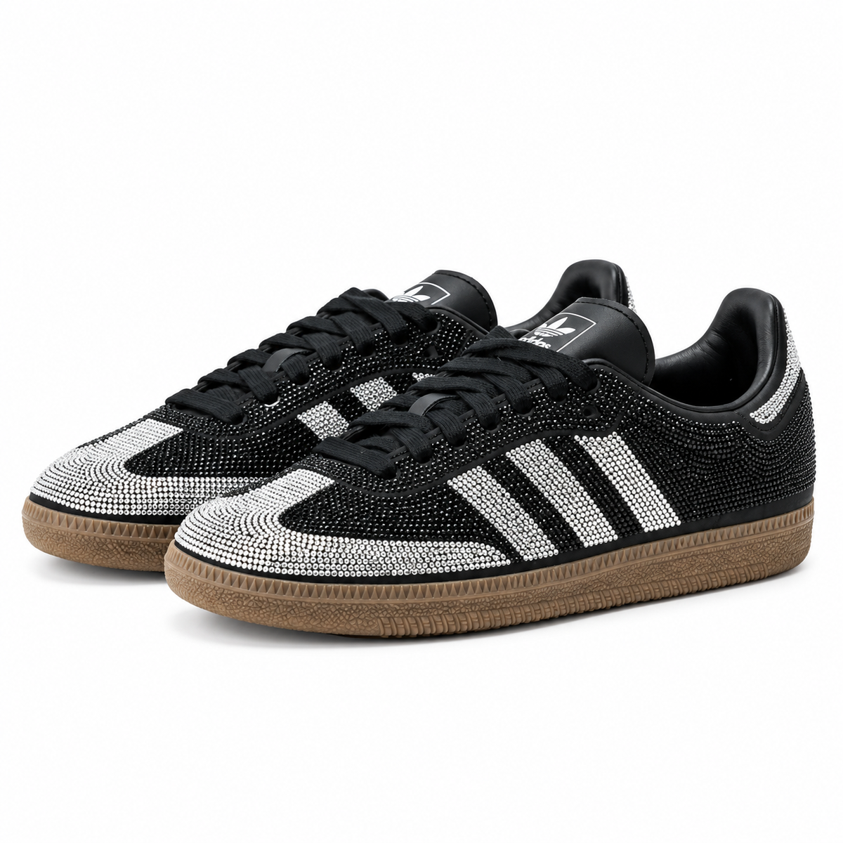 Black Crystal Rhinestone Sneakers – Black & Silver